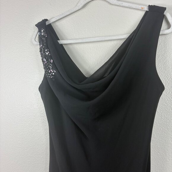 VTG 90s Xscape by Joanna Chen Off the Shoulder Dress Black Sz 14 Whimsigoth - Picture 4 of 8